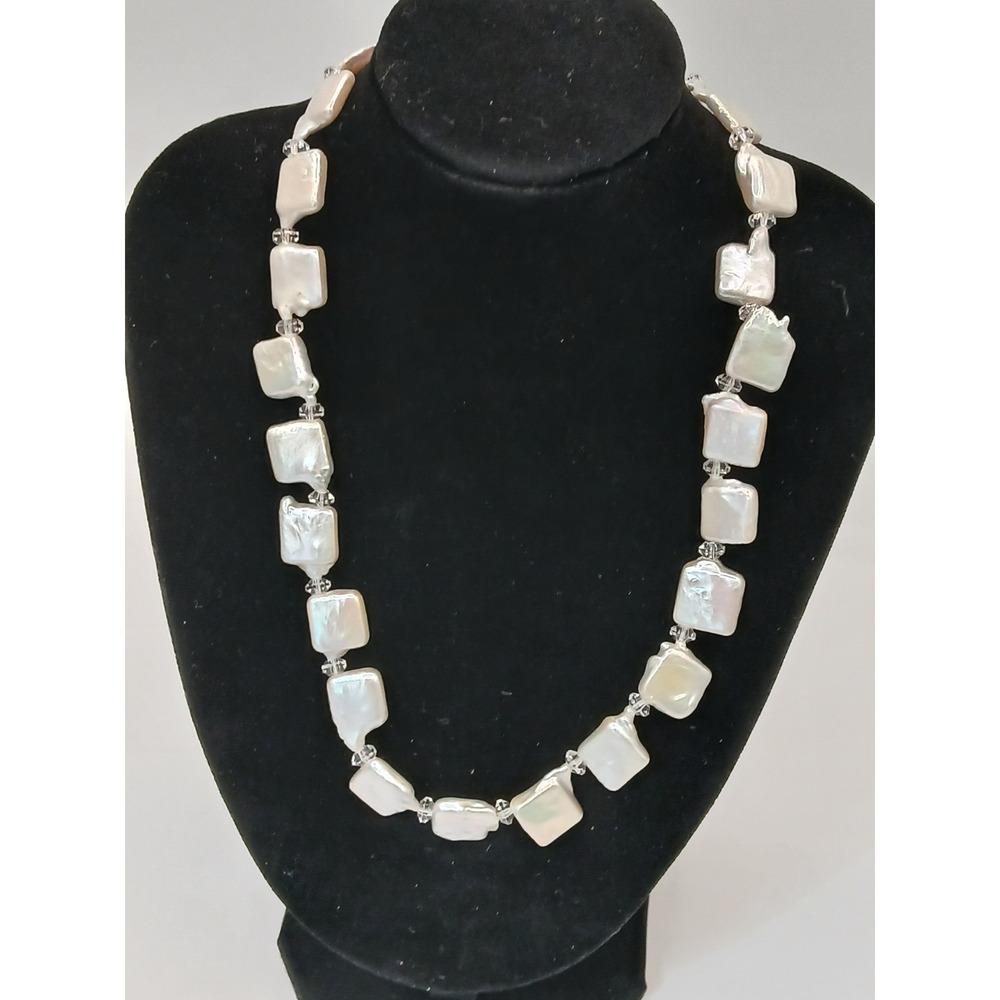 Natural Freshwater Baroque Coin Pearl Choker Necklace Boho Coastal Jewelry